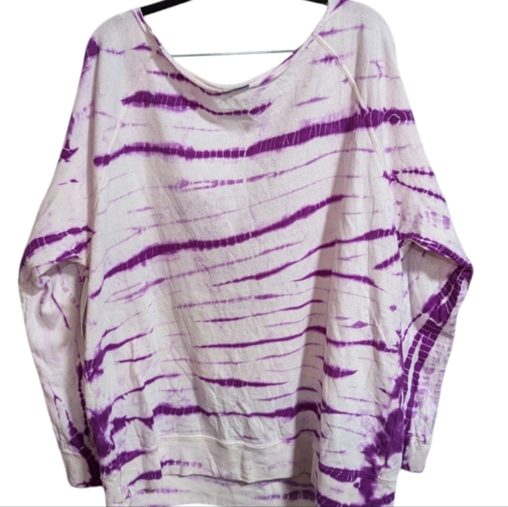 Dari women's purple white Tie-Dye Top terry cloth Long sleeve W-251 - Picture 5 of 5